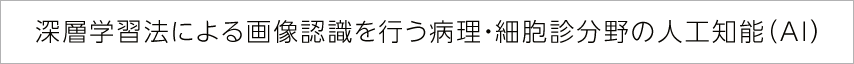 深層学習法による画像認識を行う病理・細胞診分野の人工知能（AI）